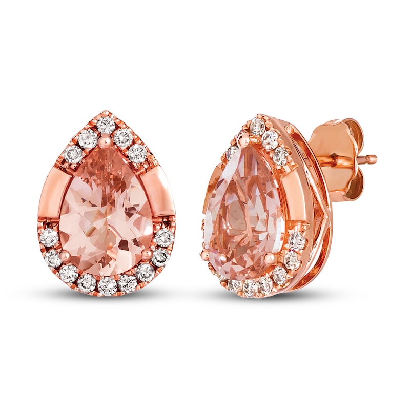 Le Vian Morganite Earrings 1/3 ct tw Diamonds 14K Strawberry Gold with 360