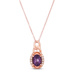 Le VIan Amethyst Necklace 1/10 ct tw Diamonds 14K Strawberry Gold 18"