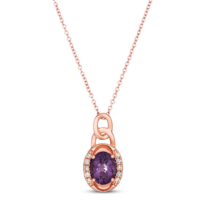 Main Image 1 of Le VIan Amethyst Necklace 1/10 ct tw Diamonds 14K Strawberry Gold 18&quot;
