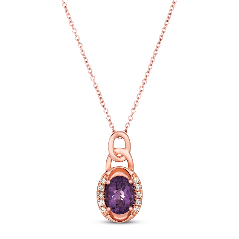 Le VIan Amethyst Necklace 1/10 ct tw Diamonds 14K Strawberry Gold 18"