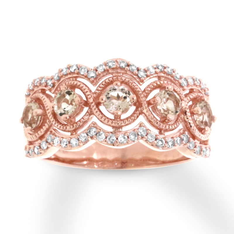 Main Image 1 of Morganite Ring 1/4 ct tw Diamonds 10K Rose Gold