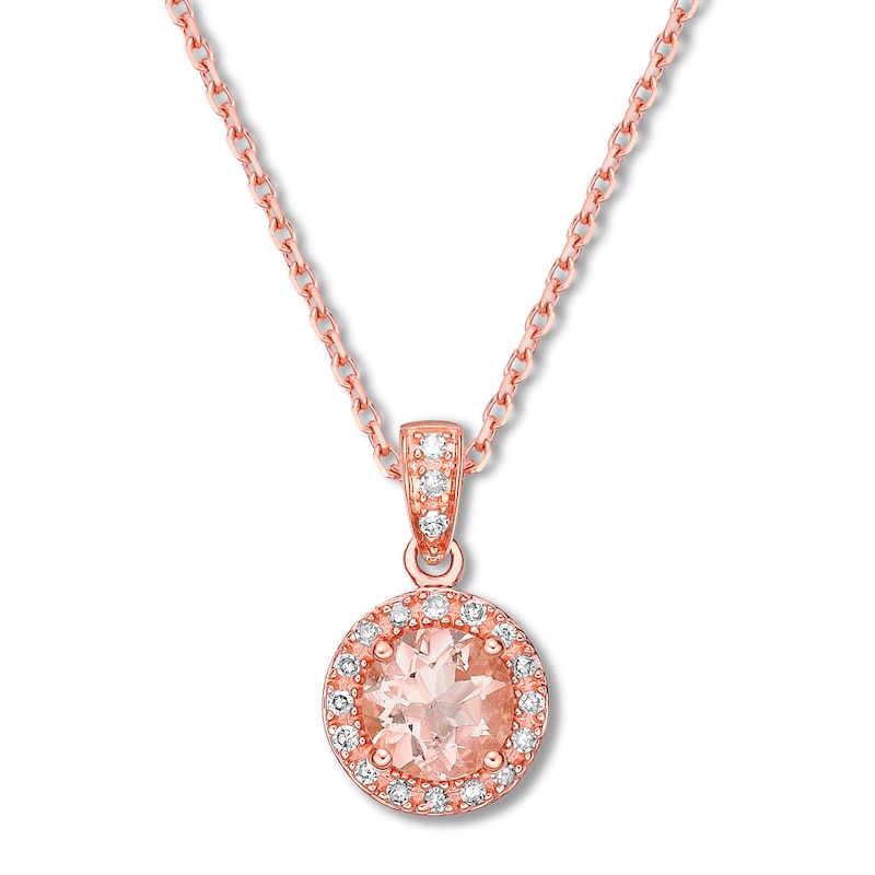 Main Image 1 of Morganite Necklace 1/10 ct tw Diamonds 10K Rose Gold