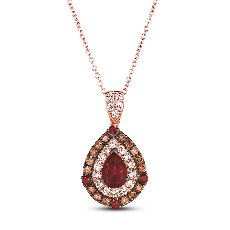 Main Image 1 of Le Vian Garnet Necklace 5/8 ct tw Diamonds 14K Strawberry Gold