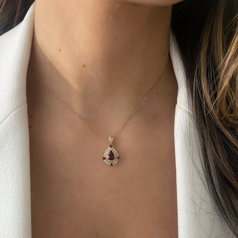 Main Image 2 of Le Vian Garnet Necklace 5/8 ct tw Diamonds 14K Strawberry Gold