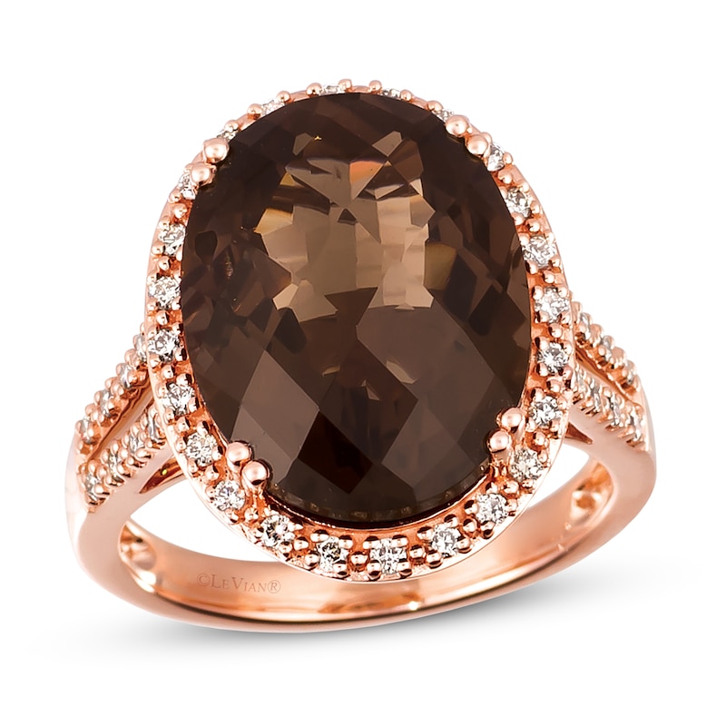 Le Vian Chocolate Quartz Ring 1/2 ct tw Diamonds 14K Strawberry Gold