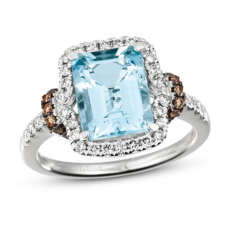 Main Image 1 of Le Vian Aquamarine Ring 1/2 ct tw Diamonds 14K Vanilla Gold