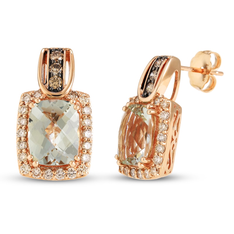 Main Image 1 of Le Vian Mint Julep Quartz Earrings 3/4 ct tw Diamonds 14K Strawberry Gold