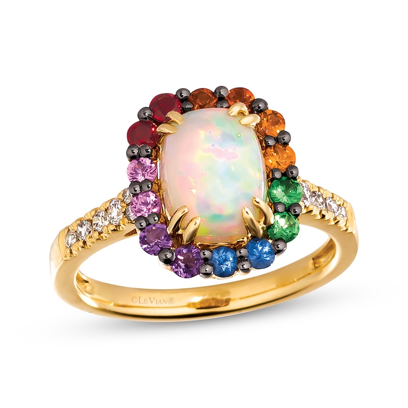 Le Vian Multi-Gemstone Ring 1/8 ct tw Diamonds 14K Honey Gold