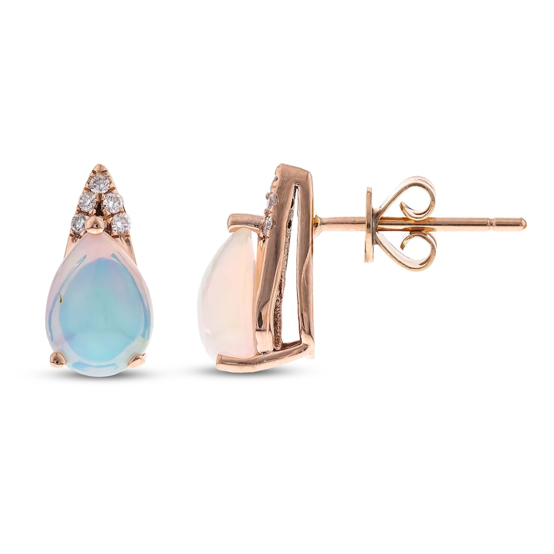 Main Image 1 of Opal Earrings 1/20 ct tw Diamonds 10K Rose Gold