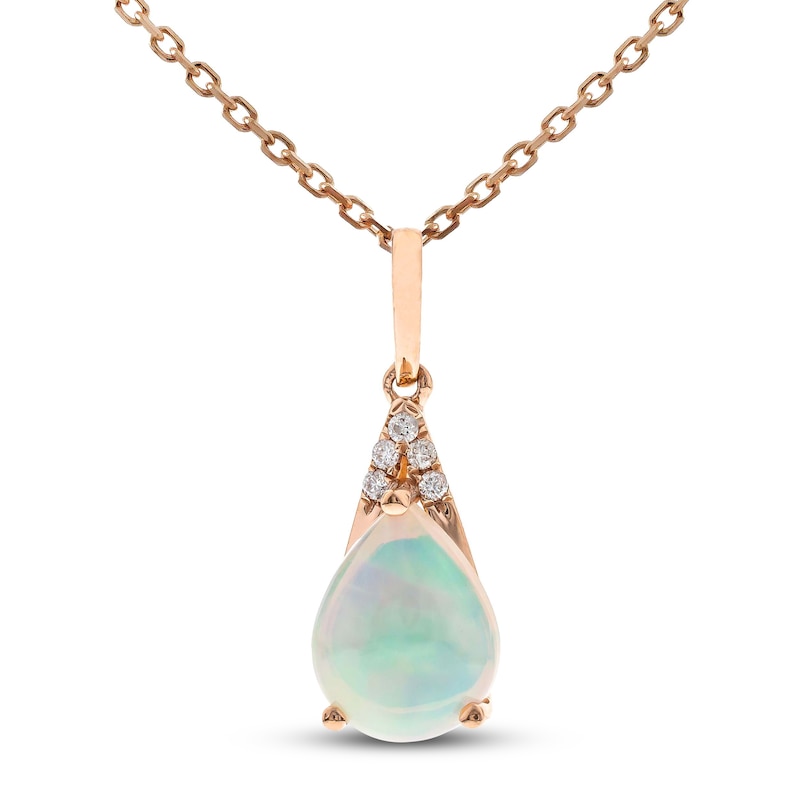 Main Image 1 of Opal Necklace Diamond Accent 10K Rose Gold 18&quot;