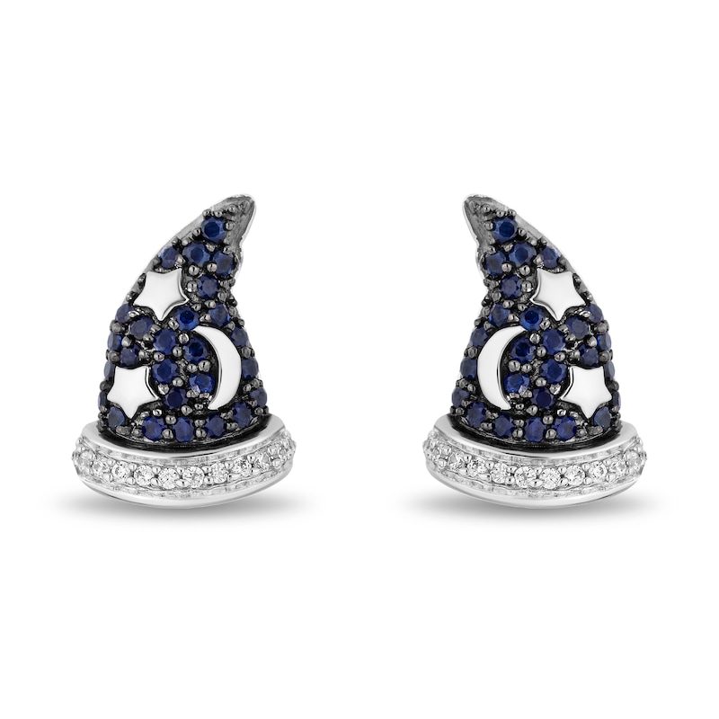Disney Treasures Fantasia Blue Sapphire Earrings 1/20 ct tw Diamonds Sterling Silver