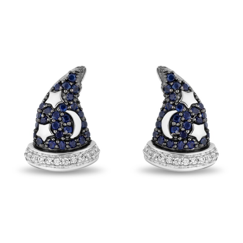 Disney Treasures Fantasia Blue Sapphire Earrings 1/20 ct tw Diamonds Sterling Silver