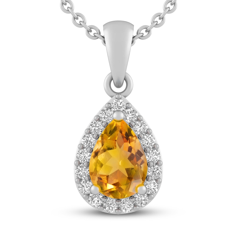 Main Image 1 of Citrine & White Lab-Created Sapphire Necklace Sterling Silver 18"