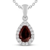 Thumbnail Image 0 of Garnet & White Lab-Created Sapphire Necklace Sterling Silver 18"