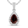 Thumbnail Image 1 of Garnet & White Lab-Created Sapphire Necklace Sterling Silver 18&quot;