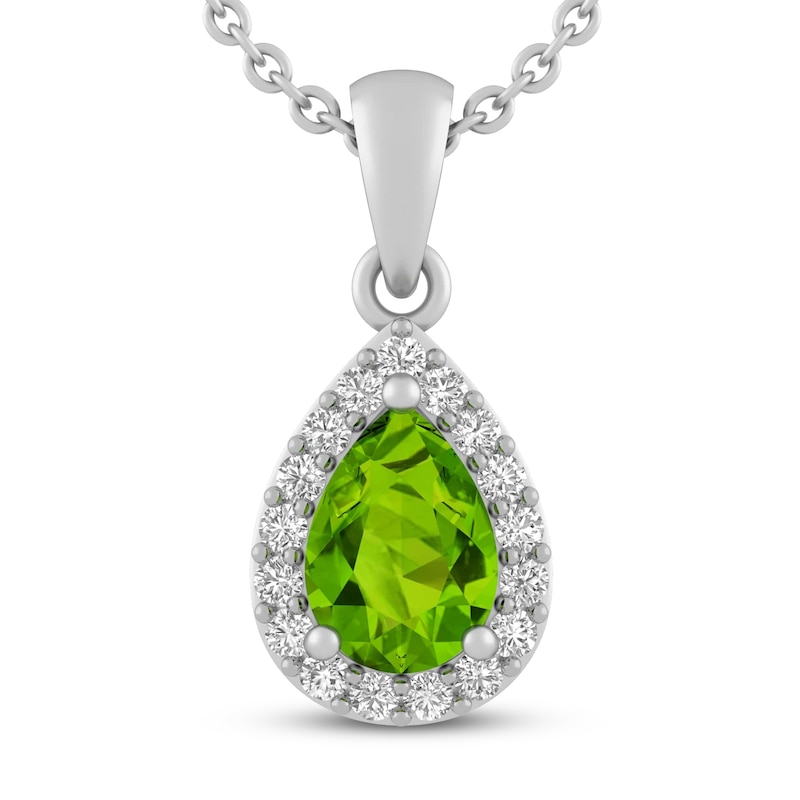 Main Image 1 of Peridot & White Lab-Created Sapphire Necklace Sterling Silver 18&quot;