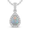 Thumbnail Image 1 of Lab-Created Opal & White Lab-Created Sapphire Necklace Sterling Silver 18&quot;