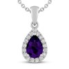 Thumbnail Image 1 of Amethyst & White Lab-Created Sapphire Necklace Sterling Silver 18&quot;