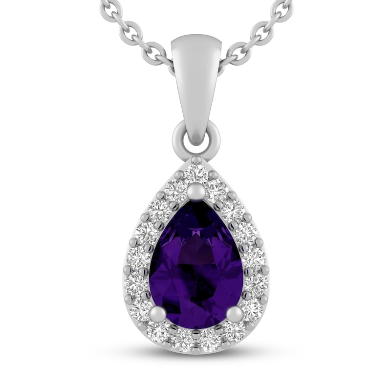 Main Image 1 of Amethyst & White Lab-Created Sapphire Necklace Sterling Silver 18&quot;