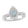 Thumbnail Image 1 of Lab-Created Opal & White Lab-Created Sapphire Ring Sterling Silver