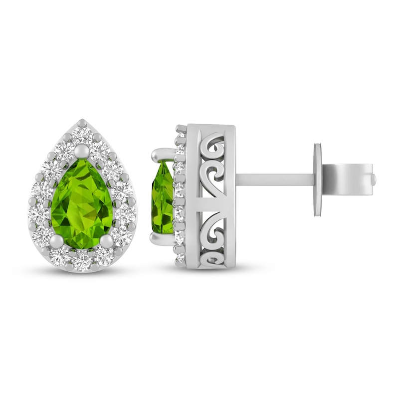 Peridot & White Lab-Created Sapphire Earrings Sterling Silver