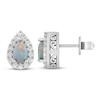 Thumbnail Image 1 of Lab-Created Opal & White Lab-Created Sapphire Earrings Sterling Silver