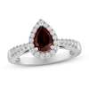 Thumbnail Image 0 of Garnet & White Lab-Created Sapphire Ring Sterling Silver