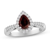 Thumbnail Image 1 of Garnet & White Lab-Created Sapphire Ring Sterling Silver