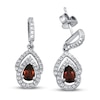 Thumbnail Image 1 of Garnet & White Lab-Created Sapphire Dangle Earrings Sterling Silver