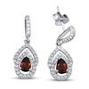 Thumbnail Image 0 of Garnet & White Lab-Created Sapphire Dangle Earrings Sterling Silver