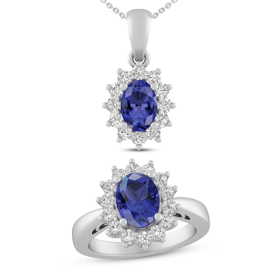 Tanzanite & White Lab-Created Sapphire Boxed Set Sterling Silver - Size ...