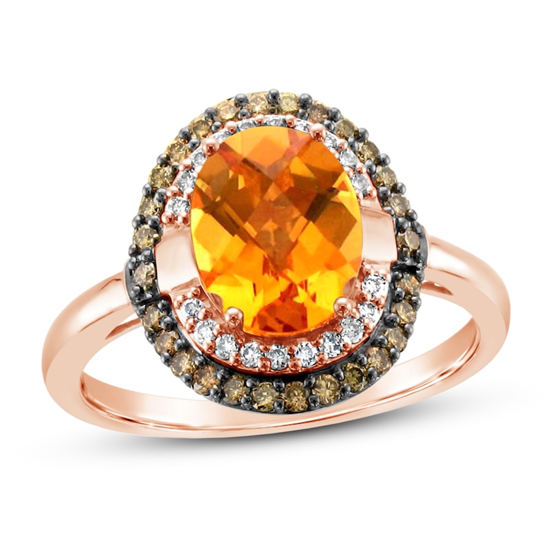 Main Image 1 of Le Vian Citrine Ring 1/3 ct tw Diamonds 14K Strawberry Gold