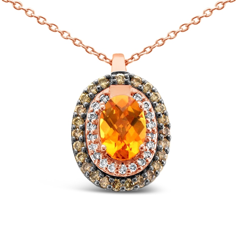 Le Vian Citrine Necklace 1/3 ct tw Diamonds 14K Strawberry Gold 18"