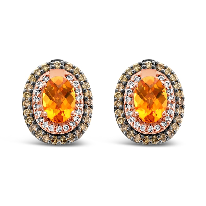 Le Vian Citrine Earrings 1/2 ct tw Diamonds 14K Strawberry Gold with 360