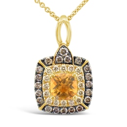 Le Vian Citrine Necklace 5/8 ct tw Diamonds 14K Honey Gold 18"