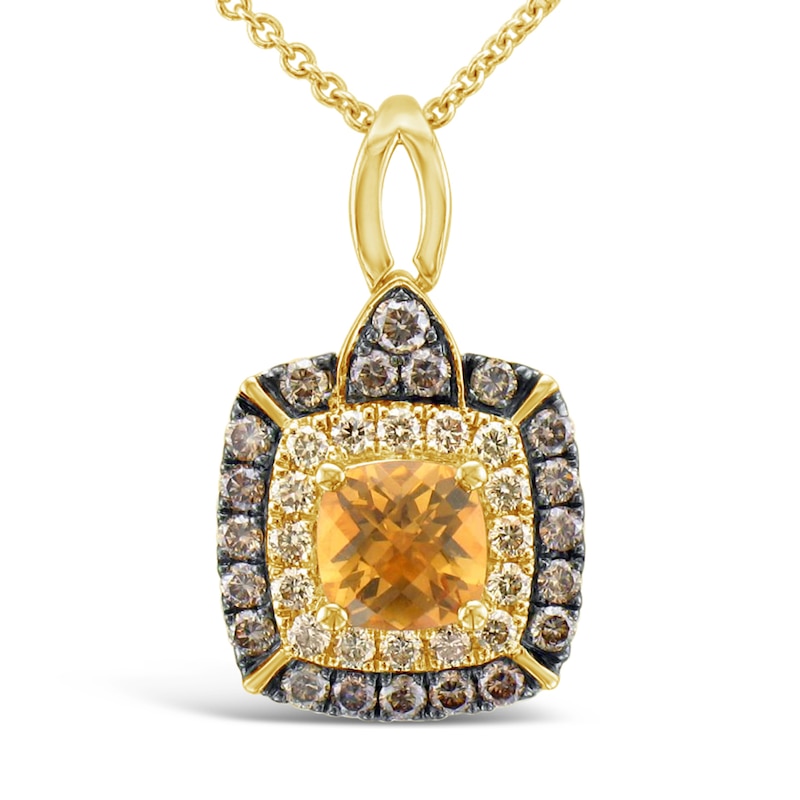 Main Image 1 of Le Vian Citrine Necklace 5/8 ct tw Diamonds 14K Honey Gold 18&quot;