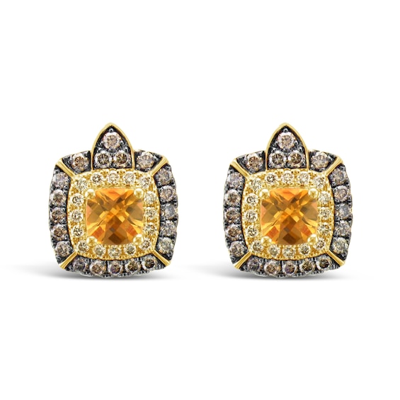 Le Vian Citrine Earrings 3/4 ct tw Diamonds 14K Honey Gold