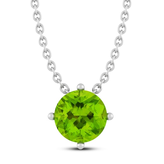 Kay Peridot Solitaire Necklace Sterling Silver 18"