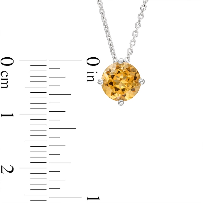 Citrine Solitaire Necklace Sterling Silver 18"