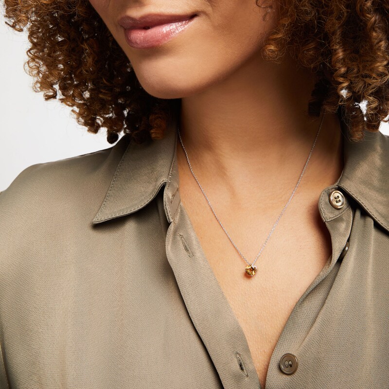 Citrine Solitaire Necklace Sterling Silver 18"