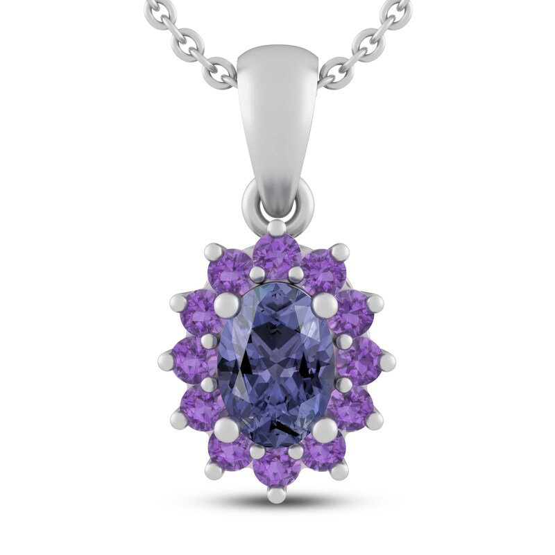 Tanzanite & Amethyst Necklace Sterling Silver 18"