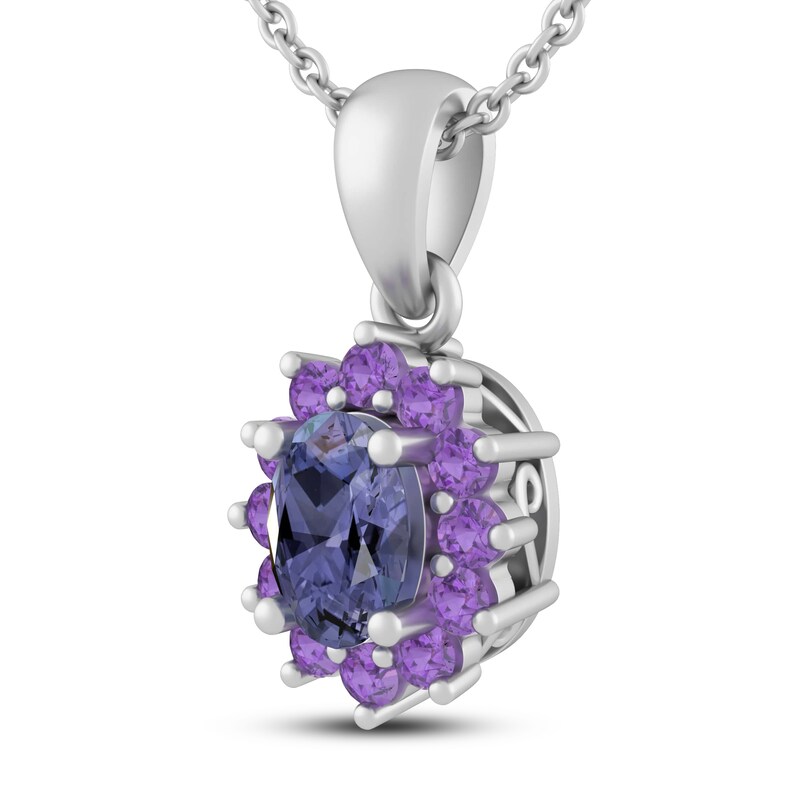 Tanzanite & Amethyst Necklace Sterling Silver 18"