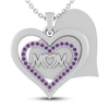 Thumbnail Image 1 of Amethyst MOM Heart Necklace Sterling Silver 18"