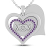 Thumbnail Image 2 of Amethyst MOM Heart Necklace Sterling Silver 18&quot;