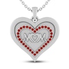 Thumbnail Image 1 of Garnet MOM Heart Necklace Sterling Silver 18&quot;