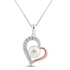 Thumbnail Image 1 of Freshwater Cultured Pearl & White Topaz Heart Necklace Sterling Silver/10K Rose Gold 18&quot;