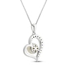 Thumbnail Image 3 of Freshwater Cultured Pearl & White Topaz Heart Necklace Sterling Silver/10K Rose Gold 18&quot;