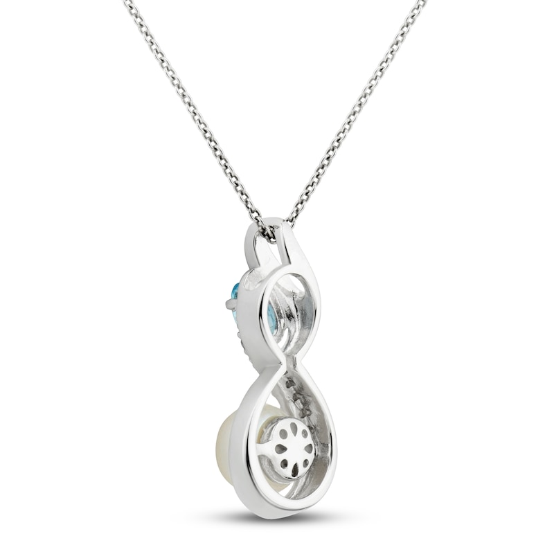 Main Image 3 of Freshwater Cultured Pearl & Topaz Necklace Sterling Silver 18&quot;