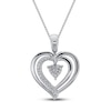 Thumbnail Image 1 of Lab-Created Opal & White Lab-Created Sapphire Heart Necklace Sterling Silver 18"