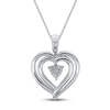 Thumbnail Image 2 of Lab-Created Opal & White Lab-Created Sapphire Heart Necklace Sterling Silver 18"